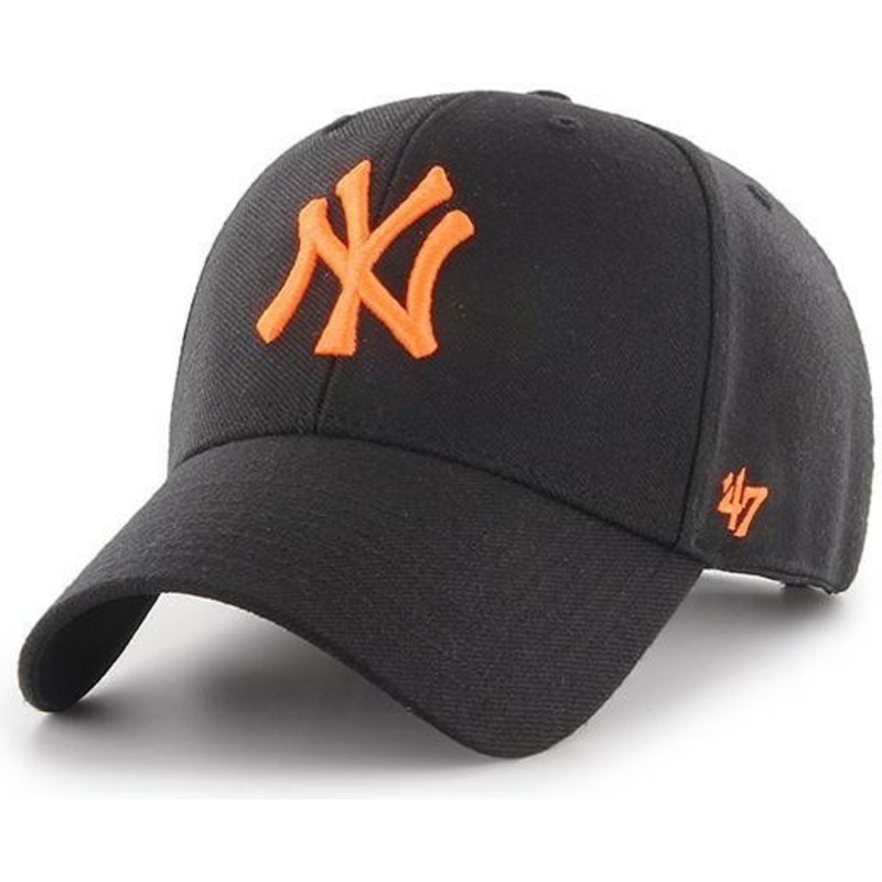gorra-curva-negra-snapback-con-logo-naranja-de-new-york-yankees-mlb-mvp-de-47-brand