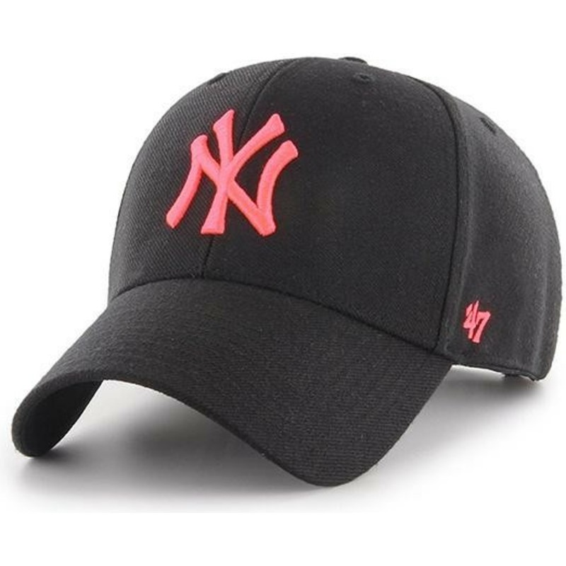 gorra-curva-negra-snapback-con-logo-rosa-de-new-york-yankees-mlb-mvp-de-47-brand