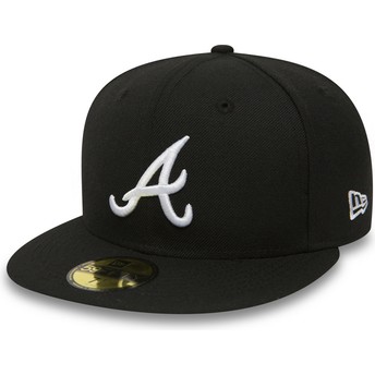 Gorra plana negra ajustada 59FIFTY Essential de Atlanta Braves MLB de New Era