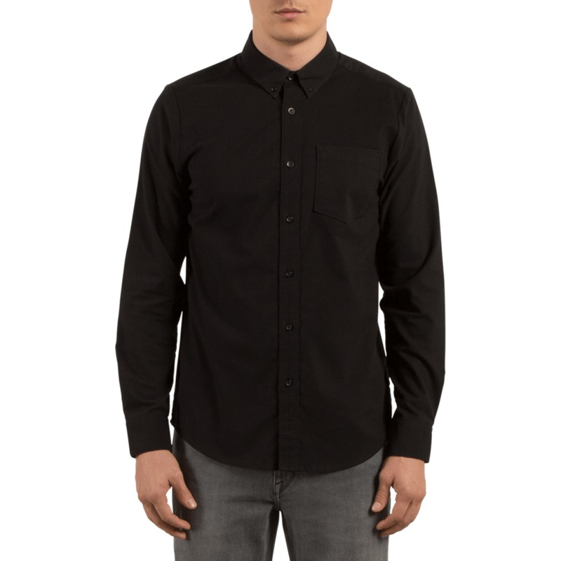 camisa-manga-larga-negra-oxford-stretch-black-de-volcom