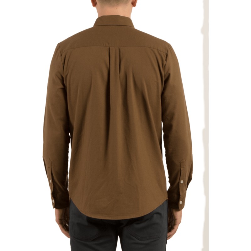 camisa-manga-larga-marron-oxford-stretch-mud-de-volcom