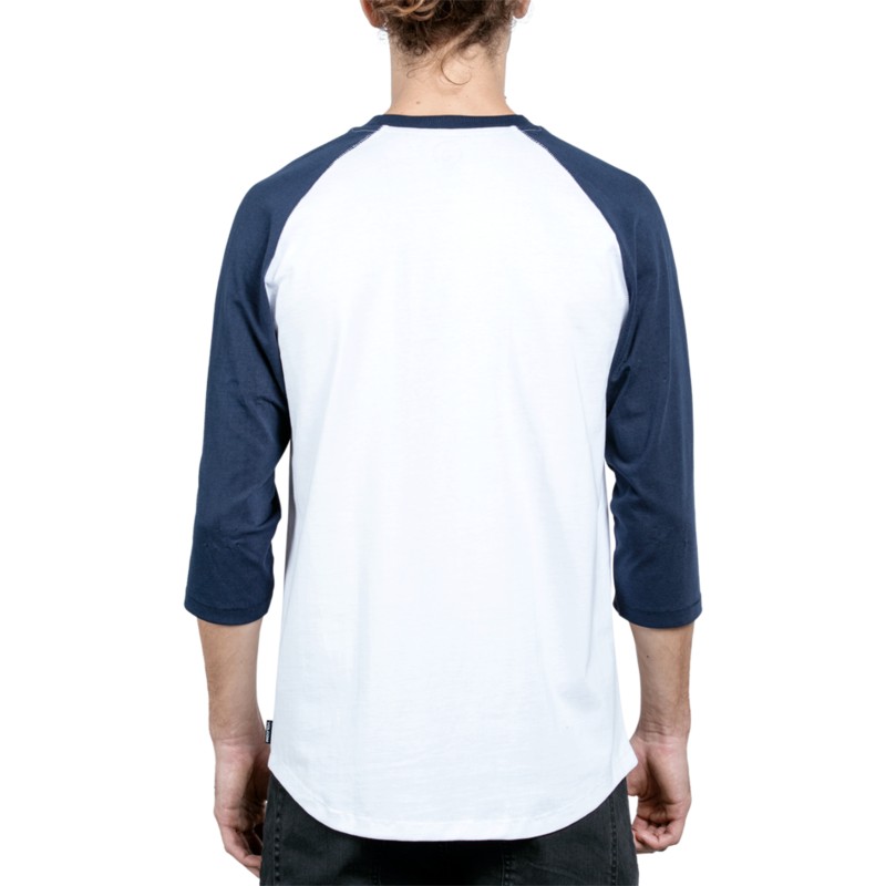 camiseta-manga-3-4-blanca-y-azul-wreckler-white-de-volcom