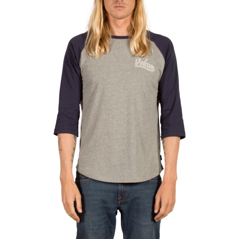 camiseta-manga-3-4-gris-y-azul-marino-swift-indigo-de-volcom