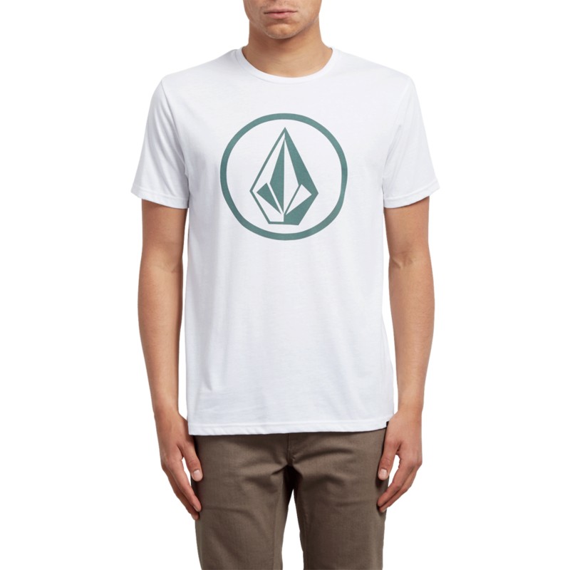 camiseta-manga-corta-blanca-con-logo-verde-circle-stone-white-de-volcom