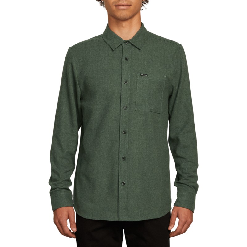 camisa-manga-larga-verde-caden-solid-dark-pine-de-volcom