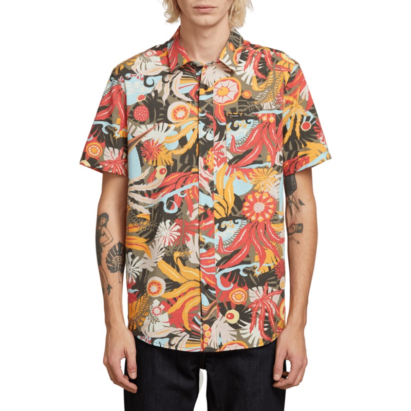 camisa-manga-corta-multicolor-psych-floral-army-de-volcom