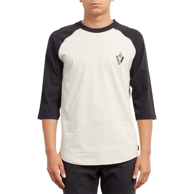 camiseta-manga-3-4-blanca-y-negra-cutout-black-de-volcom