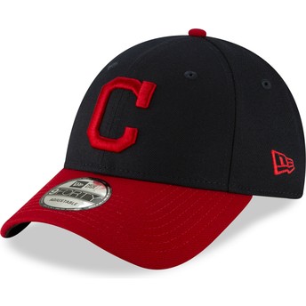 Gorra curva azul marino y roja ajustable 9FORTY The League de Cleveland Indians MLB de New Era