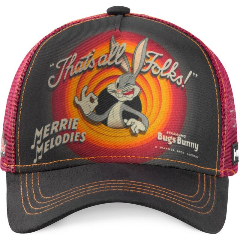 Capslab Bugs Bunny Bullseye Color Rings LOO BUG1 Looney Tunes Red And Black Trucker Hat