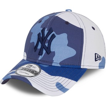 Gorra curva camuflaje azul ajustable con logo negro 9FORTY de New York Yankees MLB de New Era