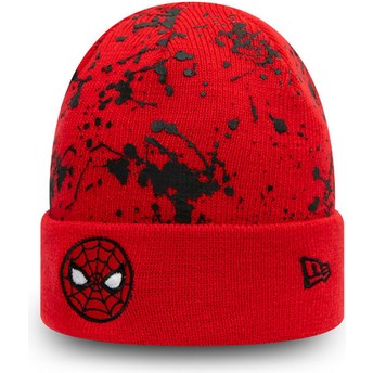 Gorro rojo para niño Cuff Knit Paint Splat Spider-Man Marvel Comics de New Era