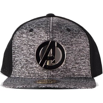Gorra plana gris y negra snapback Metal Avengers Logo Marvel Comics de Difuzed
