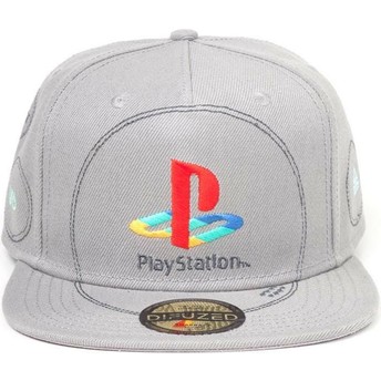 Gorra plana gris snapback PlayStation Logo Sony de Difuzed