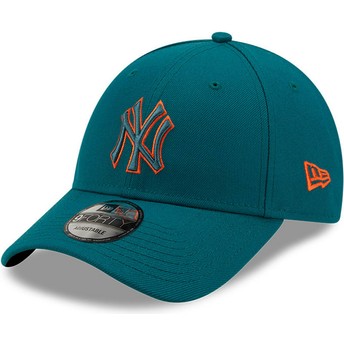 Gorra curva azul ajustable con logo azul y naranja 9FORTY Pop Outline de New York Yankees MLB de New Era