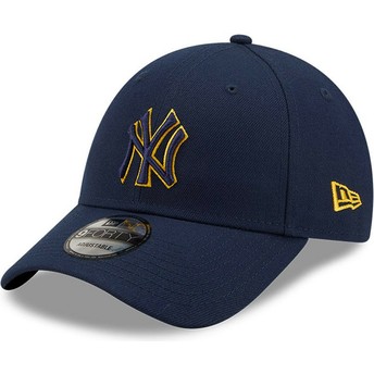 Gorra curva azul marino ajustable con logo azul y amarillo 9FORTY Pop Outline de New York Yankees MLB de New Era